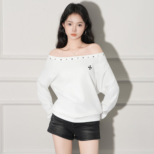 Blusa Holgada de Manga Larga con Hombro Descubierto Premium - Image 3