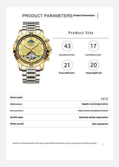 Reloj Mecánico Deportivo Impermeable Multifuncional para Hombre - Image 11