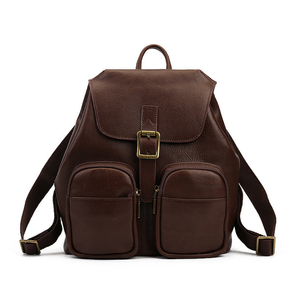 Mochila de Cuero Genuino Estilo Retro con Gran Capacidad para Mujer
