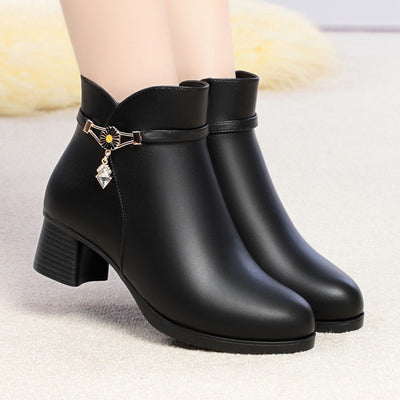 Botas Cortas de Cachemira y Cuero para Otoño e Invierno - Image 7