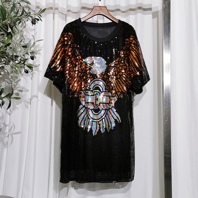 Camiseta Suelta con Lentejuelas y Letras para Mujer - Image 5