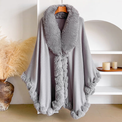 Capa Poncho Oversize con Cuello de Pelaje Irregular - Image 33