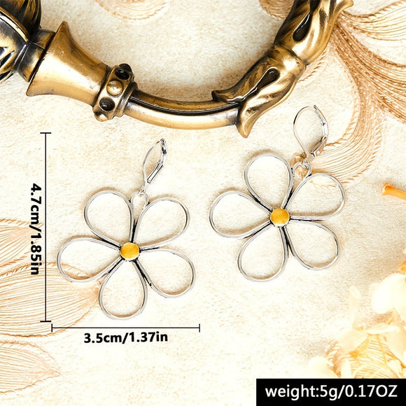 Aretes Colgantes Grandes con Flor Bohemia - Estilo Personalidad