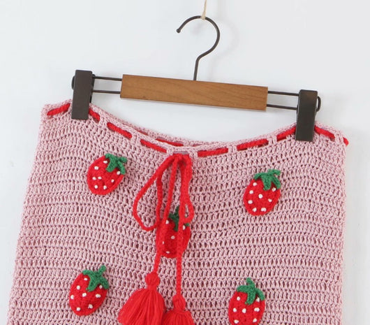 Falda Tejida Mariposas Encaje Fresas Otoño - Image 13