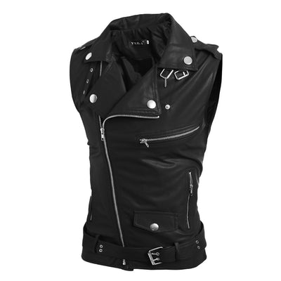 Chaleco de Cuero PU Ajustado con Solapa Zip-fit - Image 8
