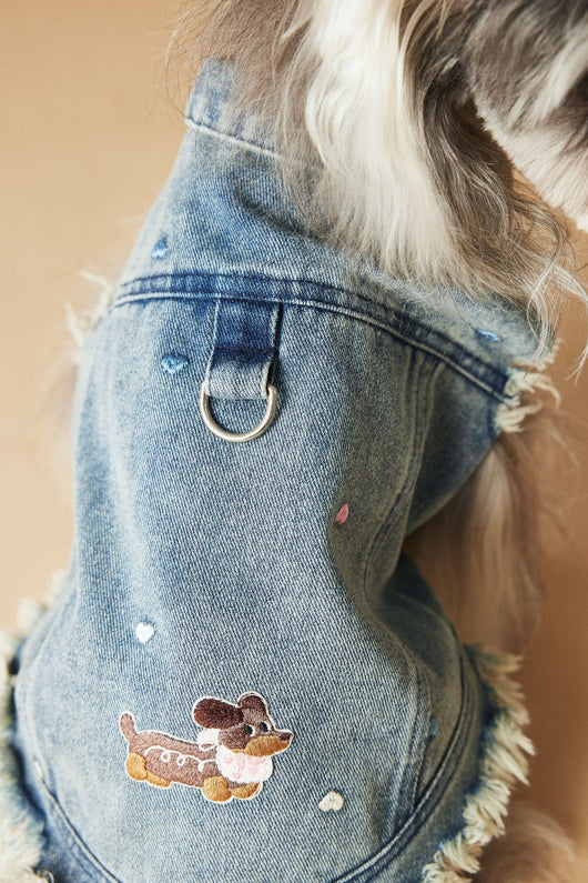 Chaleco Denim sin Mangas con Bordado Schnauzer Maltés Teddy - Image 36