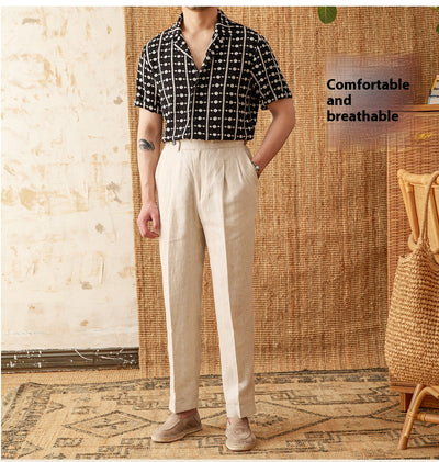 Camisa Cubana de Algodón Puro con Cuello Bordado - Manga Corta Estampada - Image 7