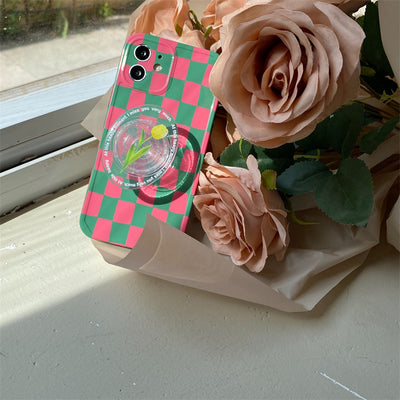 Funda Protectora para Celular Cuadriculada con Diseño de Tulipanes - Image 9