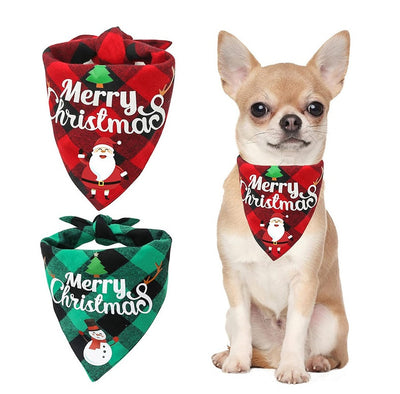 Pañuelo Triangular Navideño para Mascotas a Cuadros - Image 18