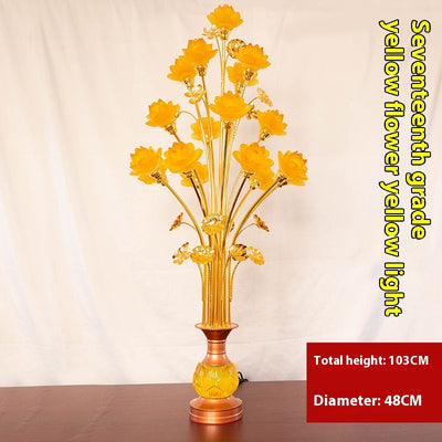 Linterna LED de Loto en Vidrio Coloreado para Altar Budista - Image 10