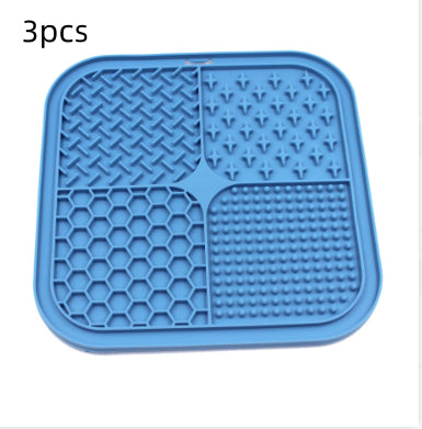 Gray silicone pet licking pad with four textured sections, designed for slow feeding and anti-choking. - Image 19