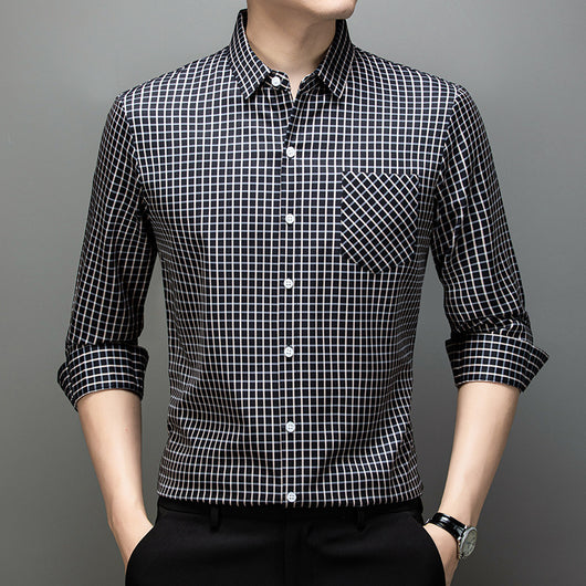 Camisa de Cuadros Manga Larga para Hombre - Primavera y Otoño - Image 4
