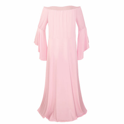 Vestido Premamá Largo Elegante con Hombros Descubiertos - Image 10