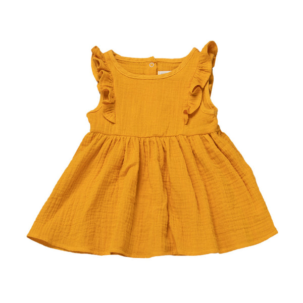 Vestido Infantil Niña Color Sólido Largo Rodilla - Image 4