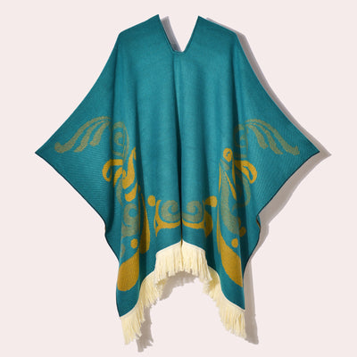 Poncho Denim Estilo Western con Flecos - Abrigo Cálido Unisex para Exteriores - Image 24