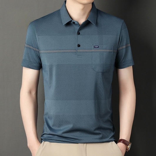 Polo Manga Corta con Rayas y Solapa para Hombre - Image 16