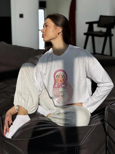 Blusa Suelta Estampada de Manga Larga para Mujer - Image 10
