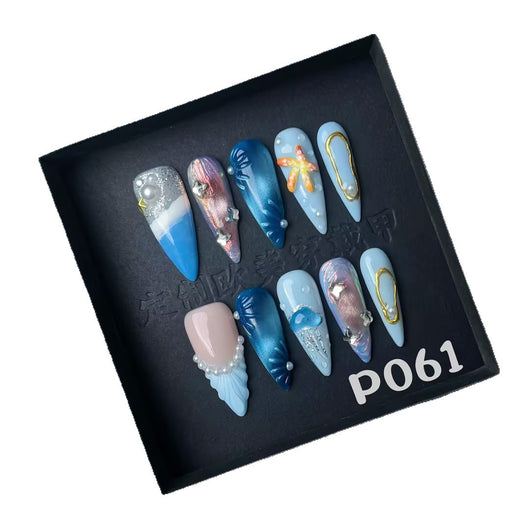 Stickers de Uñas 3D con Patrón Marino Tallado y Pintura Artesanal - Image 5