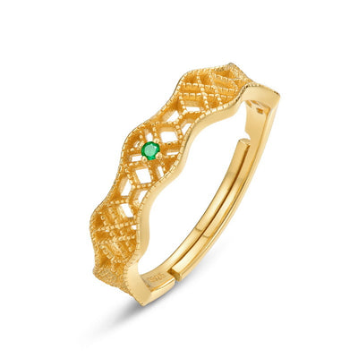 Anillo Geométrico de Esmeralda Natural Lujo Minimalista - Image 4