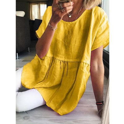 Vestido Casual Literario de Algodón y Lino - Corte Slim Elegante para Mujer - Image 3