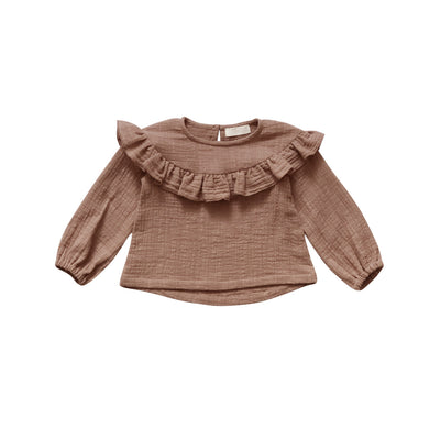 Blusa Infantil Cuello Redondo Mangas Largas Volantes Doble Capa - Image 5
