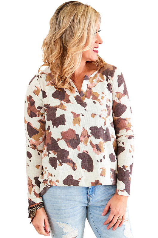 Blusa Acolchada Suelta con Patrón de Vacas - Cardigan Casual de Manga Larga para Mujer - Image 8