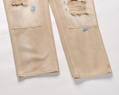 Jeans Azules con Efecto Salpicado de Tinta y Cierre Frontal - Image 11