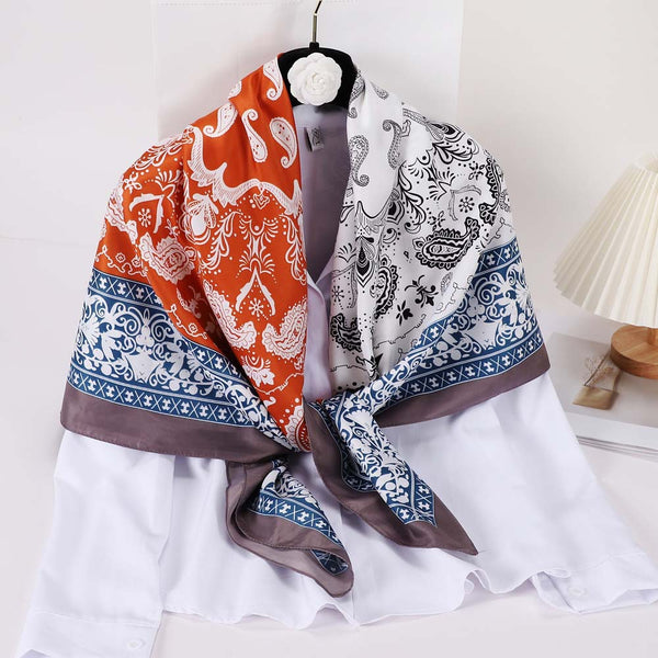 Pañuelo Vintage Artístico en Bloques de Color con Estampado Cashew para Mujer