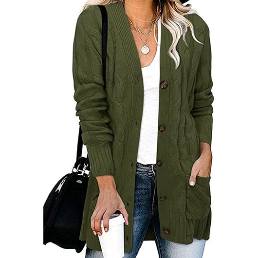Abrigo Tejido Casual con Botones para Mujer - Otoño e Invierno - Image 4