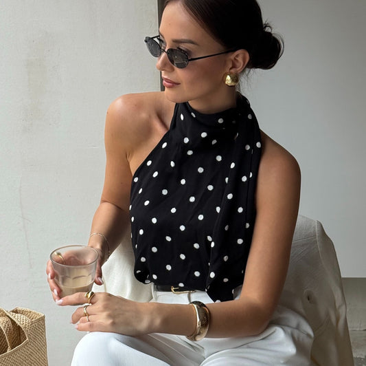 Camiseta Halter Encaje Americana con Cordones - Estilo Hot Girl
