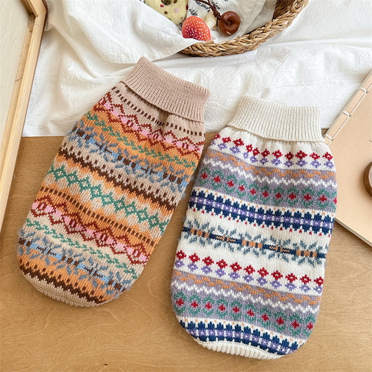 Suéter Retro a Rayas Beige - Colección Otoño Invierno con Estampado Gatito y Perrito - Image 11