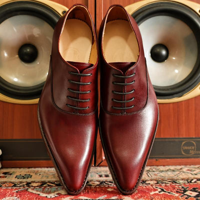 Zapatos Artesanales Goodyear Punta Fina Vino Tinto - Estilo Distintivo