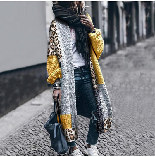Cardigan de Bloques de Color para Mujer - Diseño Casual y Holgado