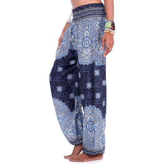 Pantalones Yoga Sueltos con Estampado Étnico y Cintas en Tobillos para Mujer - Image 19