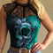 Blusa Casual Ajustada con Encaje Estampado para Mujer