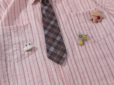 Camisa de Rayas Verticales Manga Corta para Hombre - Image 9
