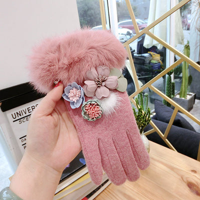 Guantes de Lana Térmica para Mujer con Bolitas de Pelaje - Image 4