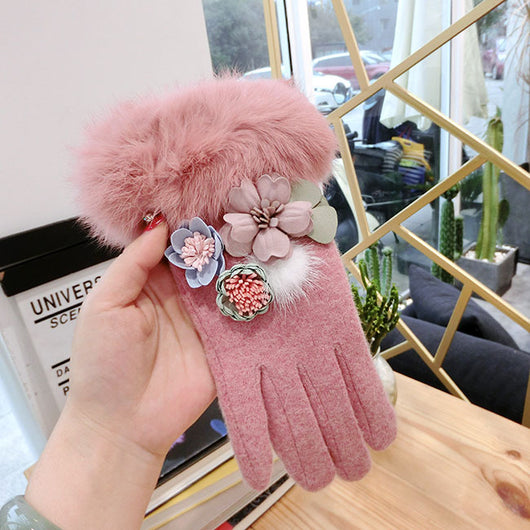 Guantes de Lana Térmica para Mujer con Bolitas de Pelaje - Image 4