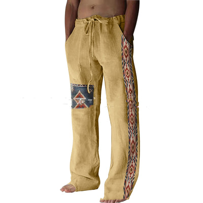 Pantalones Étnicos Rectos con Cordón para Hombre - Image 9