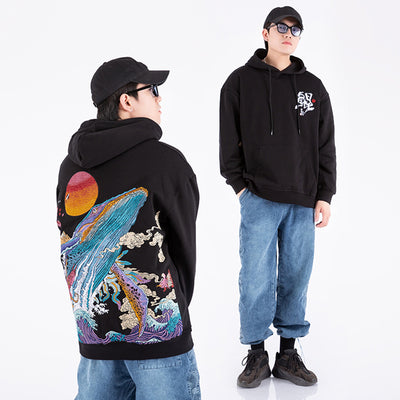 Suéter Hoodie para Hombre con Bordado Artesanal Pesado