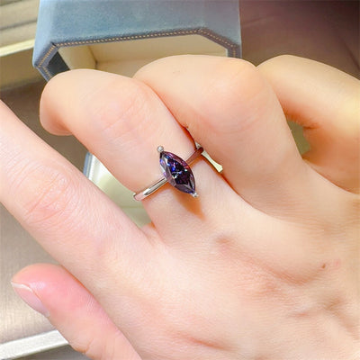 Anillo de Moissanita Talla Ojo de Caballo Púrpura Clásico - Image 8