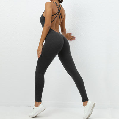 Jumpsuit Deportivo para Yoga con Espalda Cruzada - Leggings sin Costuras Ajustados para Fitness - Image 38