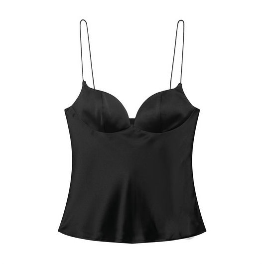 Top Satinado Escotado Corazón Ajustado para Mujer - Image 20