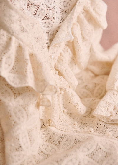 Blusa Elegante de Encaje con Bordado de Flor de Loto, Manga Larga Estilo Francés - Image 9