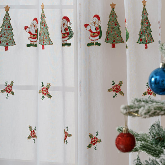 Cortina Navideña Americana con Bordado de Árbol de Navidad - Image 12