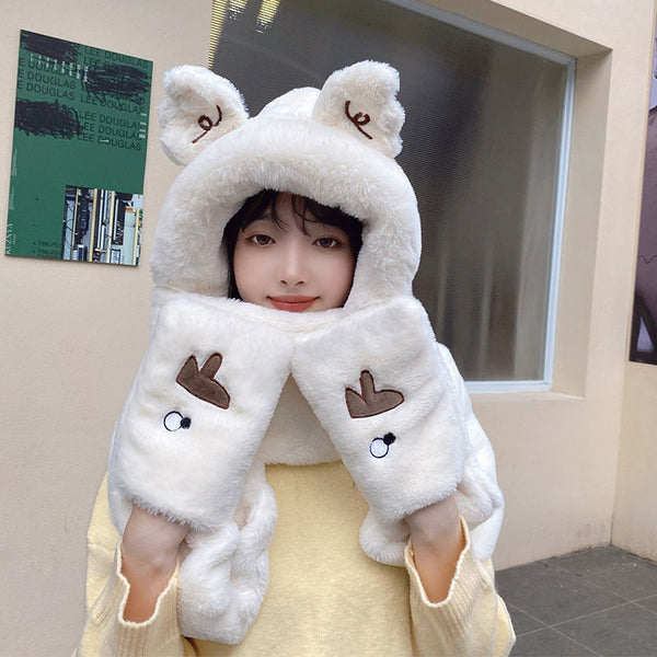 Guantes Térmicos Infantiles de Peluche con Protección para Orejas - Set de 3 Piezas
