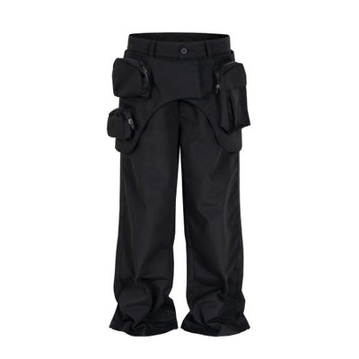 Pantalón Overol Ancho Deslavado con Bolsa Cintura Desmontable 2 en 1 - Image 5