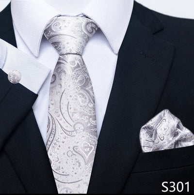 Conjunto Completo de Accesorios Ejecutivos: Corbata, Pañuelo y Gemelos Formales - Image 44