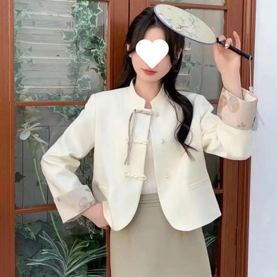 Abrigo Corto Mujer Estilo Hanbok con Botones de Rana - Primavera Otoño - Image 8