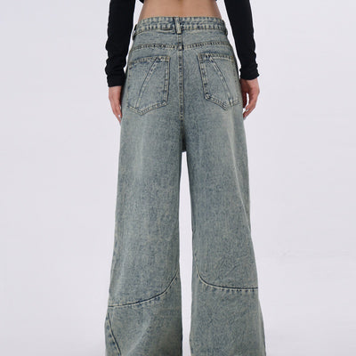 Pantalones Vaqueros Azul Claro Desgastado con Pliegues Laterales - Image 11